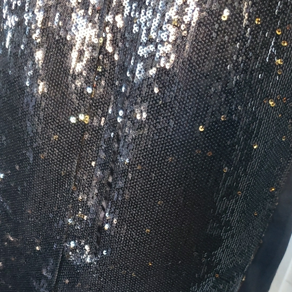 Semantiks Black Sequin And Gold Distress Sleeveless Dress Size 14 - Picture 6 of 9
